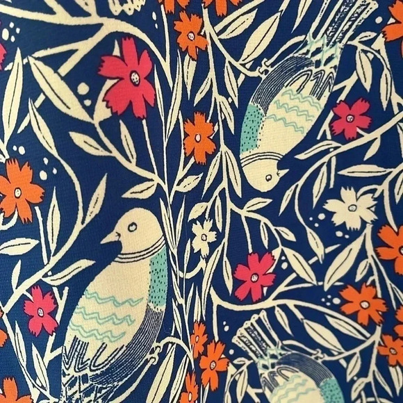 Old Navy Dress Long Women Small Bird Floral Print Blue Sleeveless Lined Cottage - Picture 15 of 17